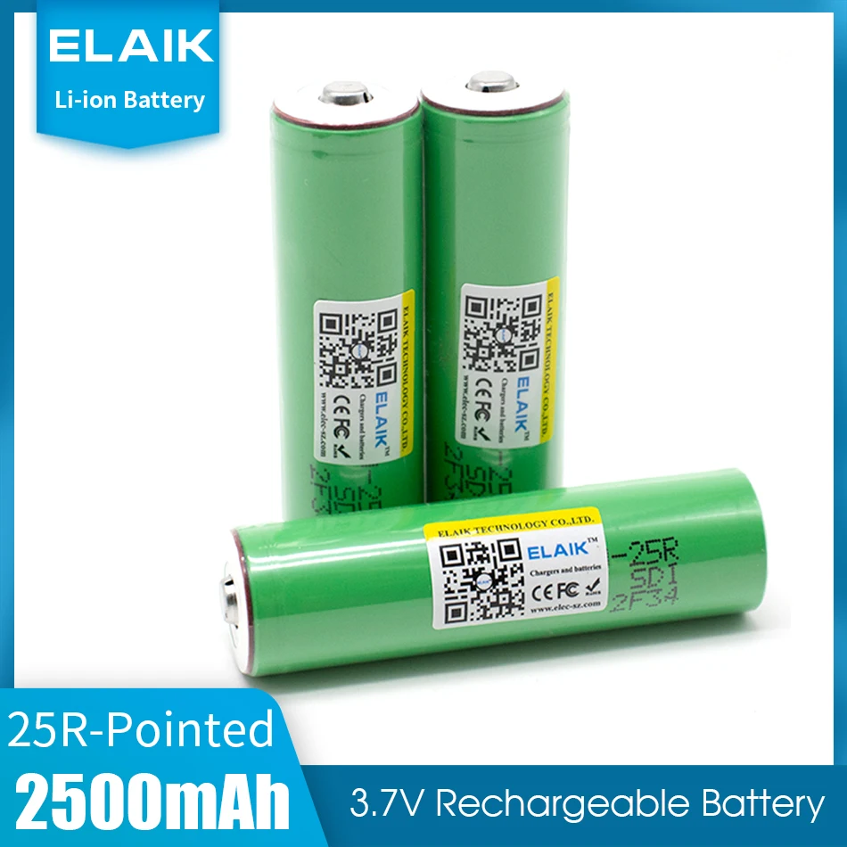 

4PCS ELAIK 25R 18650 2500mah INR18650-25R 20A entladung lithium-batterien High power entladung Batterie 3,7 V 1865