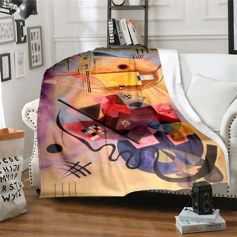 

Oil Painting Abstract Line Art Blanket Children's Blanket High Quality Flannel Blanket Soft and Comfortable Home Travel Blanket