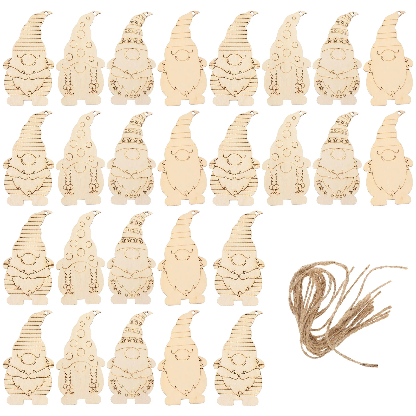 40 PCS Childrens Toys Wooden Christmas Elf Pendants Hand Painting DIY Toy Label Coloring Gnome Child Xmas Drawing