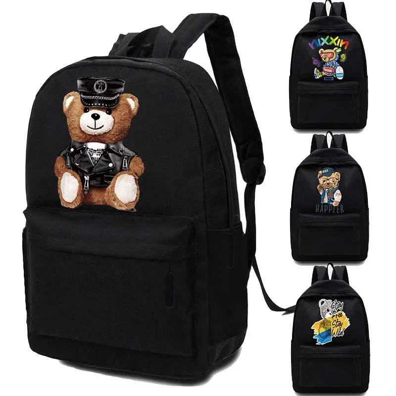 

Women Backpack Fashion Girl College Casual School Bag New Simple Packbags for Teen Travel Shoulder Bags Men Bear Print Handbags