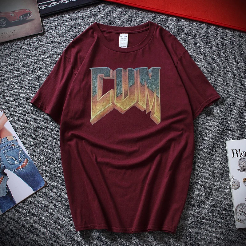 Рубашка Doom Cum Винтажная футболка с графическим рисунком для мужчин хлопковая