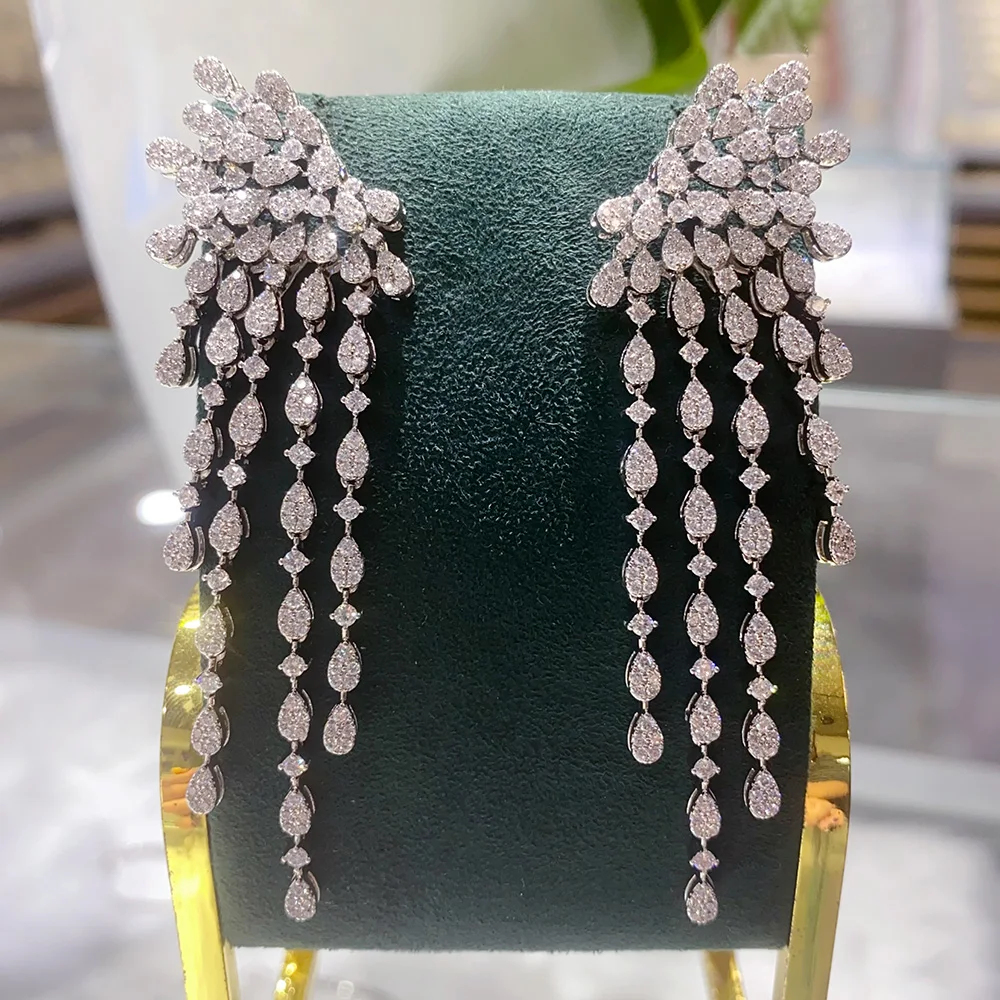 Женские длинные серьги-подвески GODKI модные роскошные серьги с кубическим