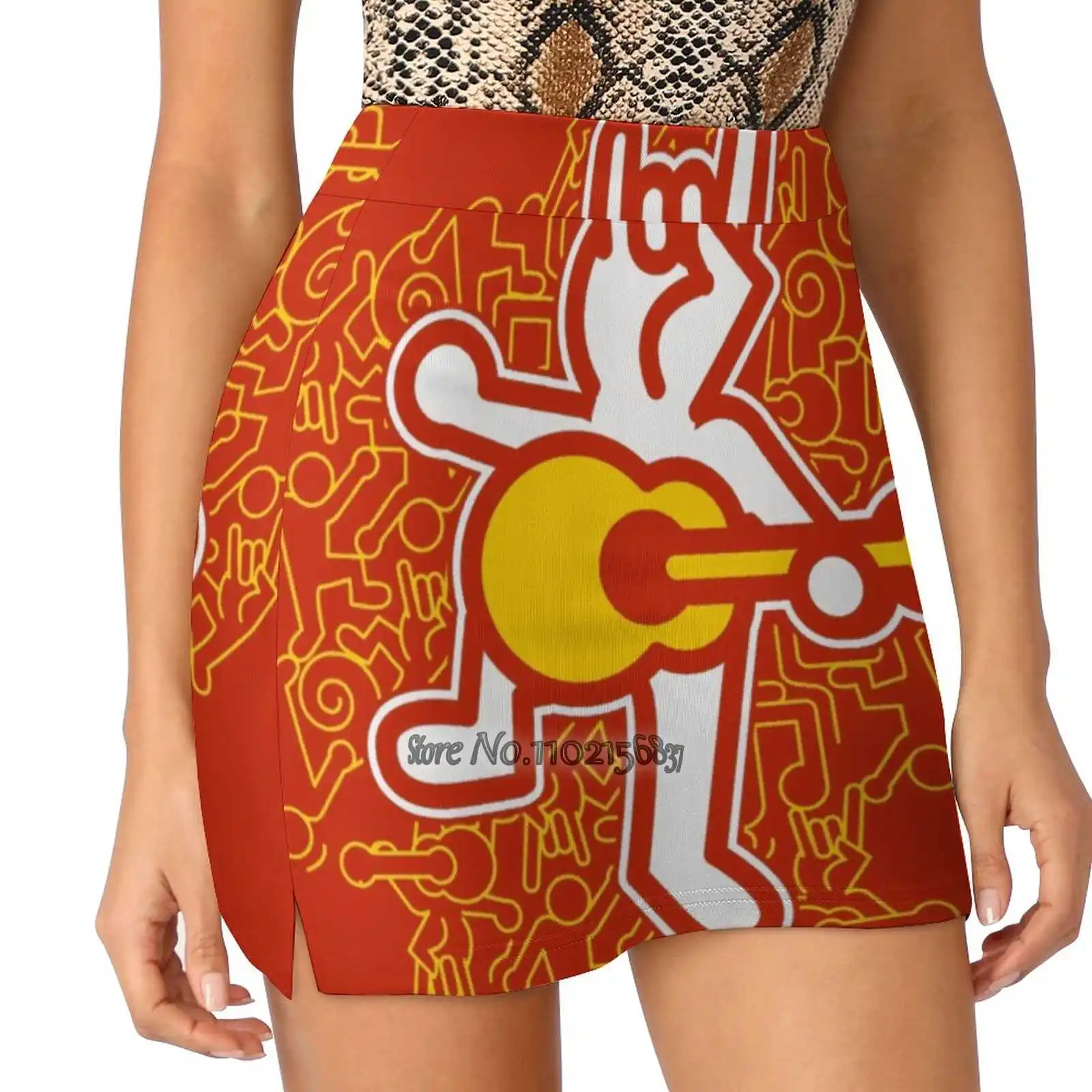 

Sign Of The Horns S-4Xl Tennis Skirts Golf Fitness Athletic Shorts Skirt With Phone Pocket Haring N Roll Music People Joy Dance