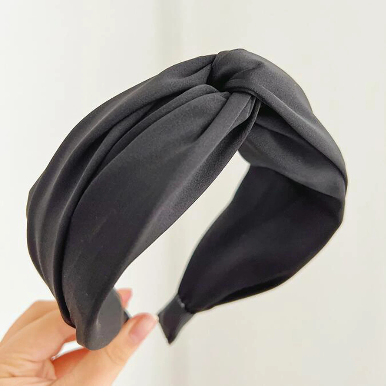 PROLY New Fashion Women Headband Wide Side Solid Color Headwear Cross Knot Turban Autumn Hairband Hair Accessories Wholesale images - 6