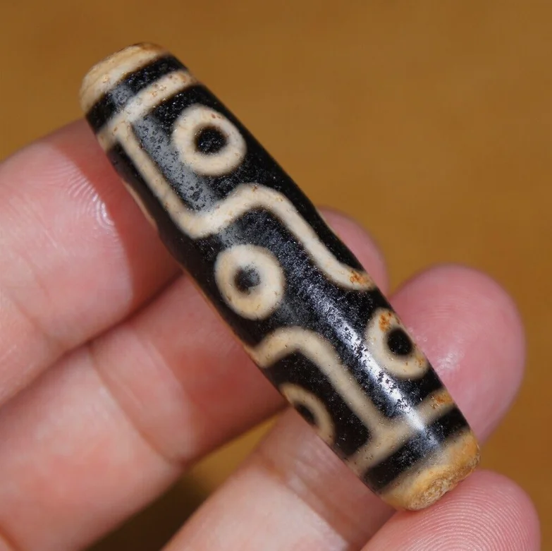 Древние тибетские бусины Дзи старый агат желтая полоса 9-глазный тотемный амулет