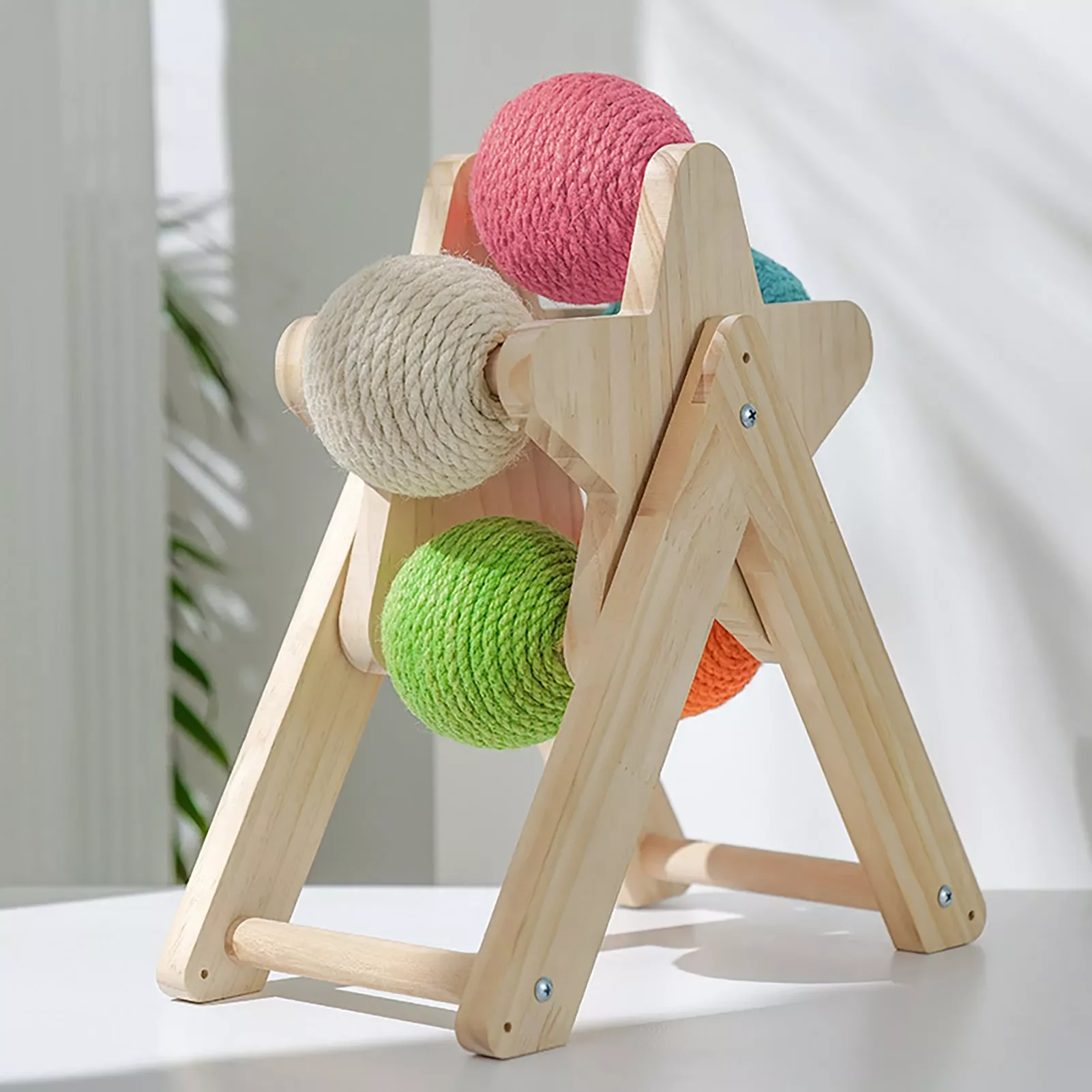 

Scratching Ball Wood Stand Pet Furniture Sisal Rope Ball Toy Kitten Climbing Scratcher Grinding Paws Scraper Toys For Cats