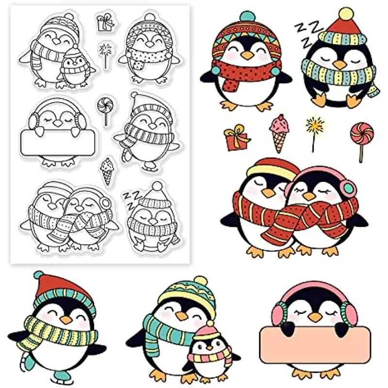 Прозрачный Набор Штампов На Зимнюю Тематику С Сосулькою Пингвина Мороженое