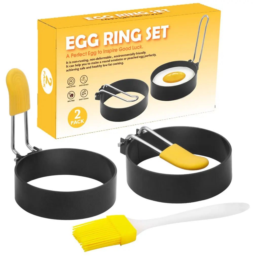 

3-inch Fried Egg Mould Portable Egg Fryer Set Silicone Anti Scald Handle Flat Bottom Fine Workmanship