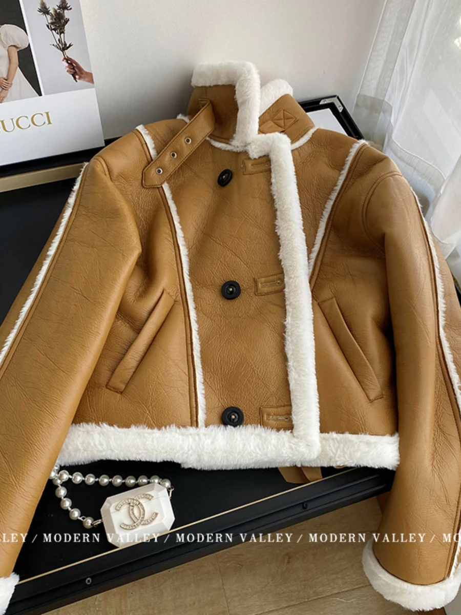 Модная мотоциклетная куртка с меховой прошивкой новинка осень-зима 2022 уличное