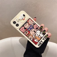 snoopy charlie brown family sliding window phone cases for iphone 13 12 11 pro max xr xs max x back cover