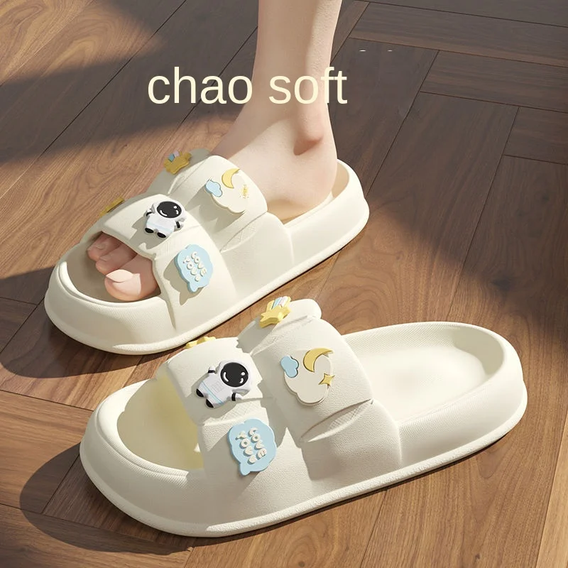 

Mute Feces Slipper Women's Summer New Hot Style Thick Bottom Home Bath Non-slip Deodorant Sandals And Slippers Couple
