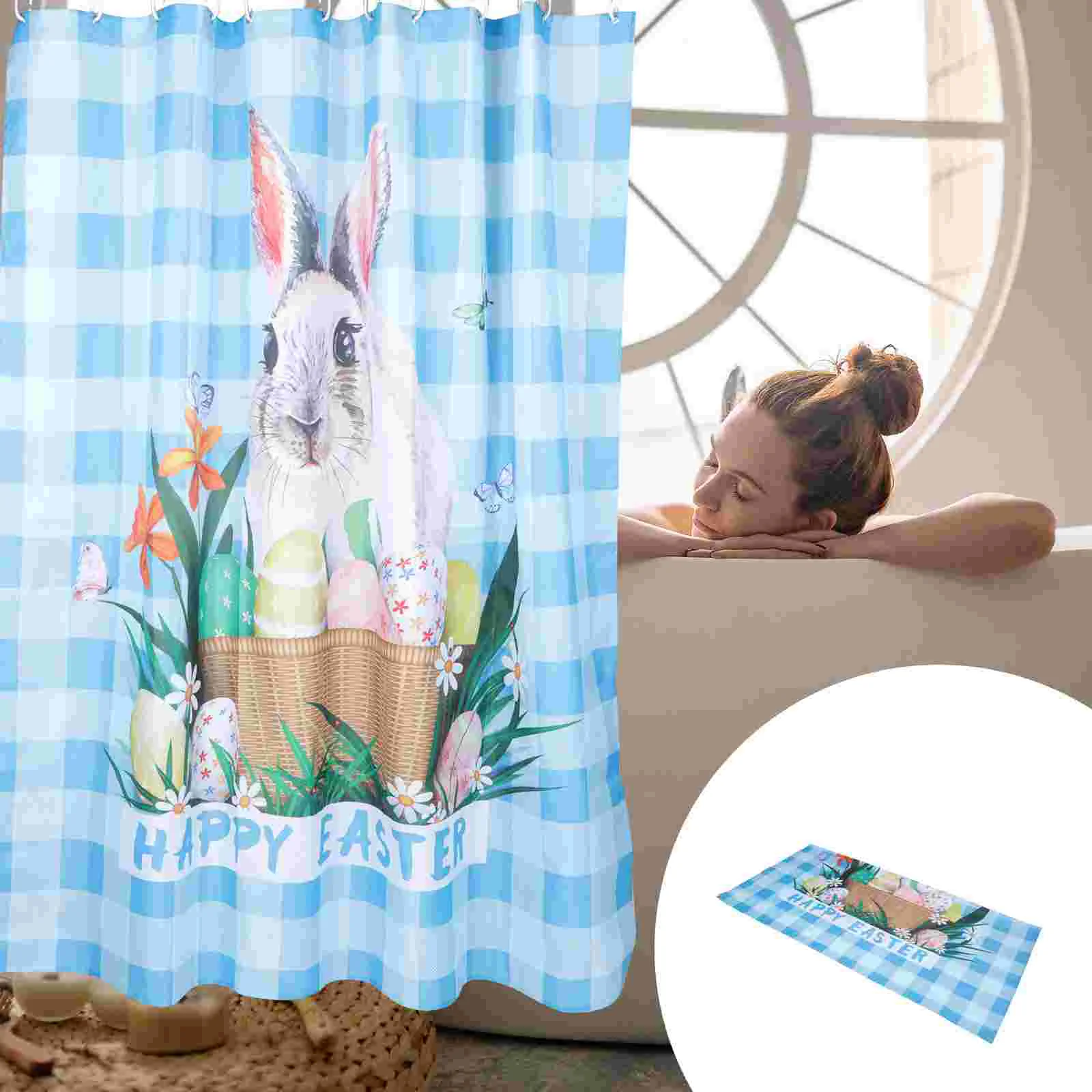 

3D Printed Rabbit Pattern Design Decorative Shower Curtain for Home Hotel
