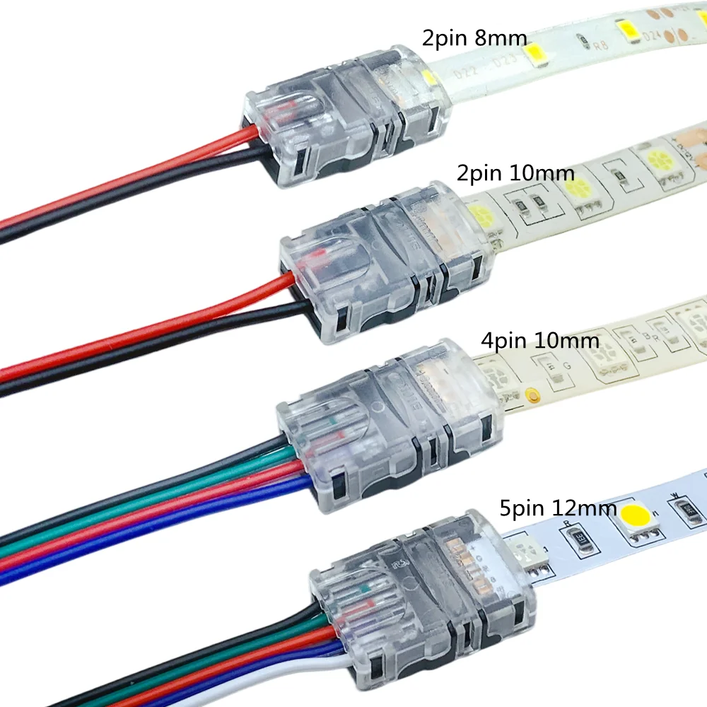 

LED Connector 2/3/4/5/6Pin Strip To Wire Terminal 5/8/10/12mm Strip To Strip Splice For 2835 5050 RGB RGBW RGBWW CCT Tape Light
