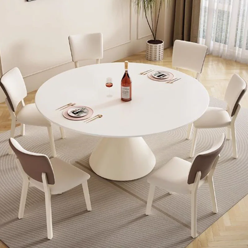 Белый обеденный стол для гостиной уникальный европейский круглый кофейный