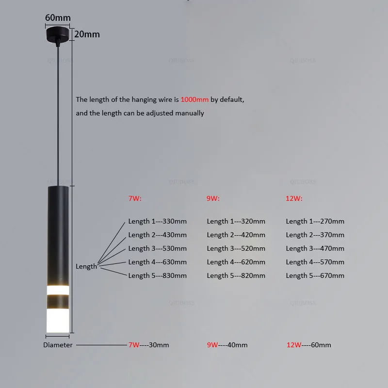 QIUBOSS длинные светодиодный подвесные светильники с регулируемой яркостью