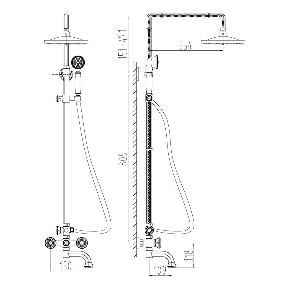Стойка для душа Milacio Almeria MC.100.SL (аэратор защита от известковых отложений