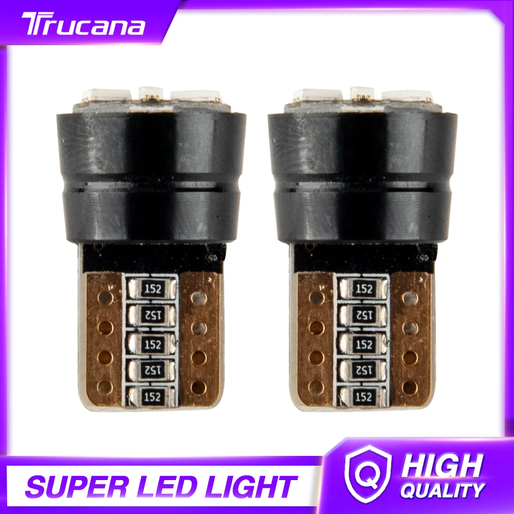 

Trucana 2x Super Bright LED T10 W5W LED Bulbs Car Interior Reading Light Marker Lamp 168 194 LED Auto Wedge Parking 12V For Cars