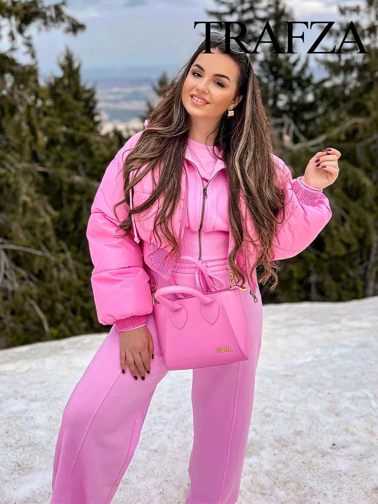 Брюки и толстовка Женские однотонные с капюшоном длинным рукавом