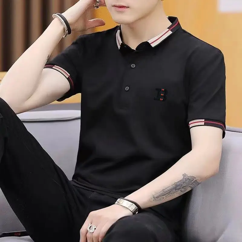 

Business T-shirt Men's Embroidered Polo Shirt Menswear Casual Men's Short Sleeve New Trendy Men's T-shirt Top