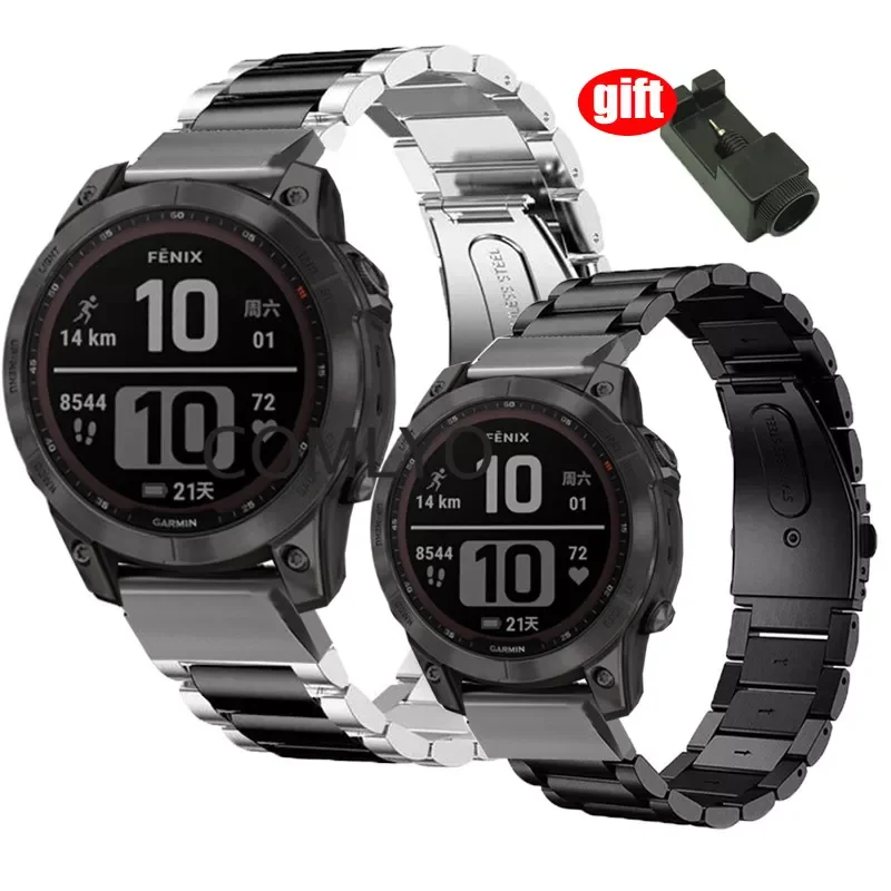 

NEW for Garmin 7X 7 7S 6S 6 6X Pro Solar EPIX GEN 2 Tactix 7 Enduro 5X Plus 3HR Descent MK1 Mk2 Strap Band Stainless steel/