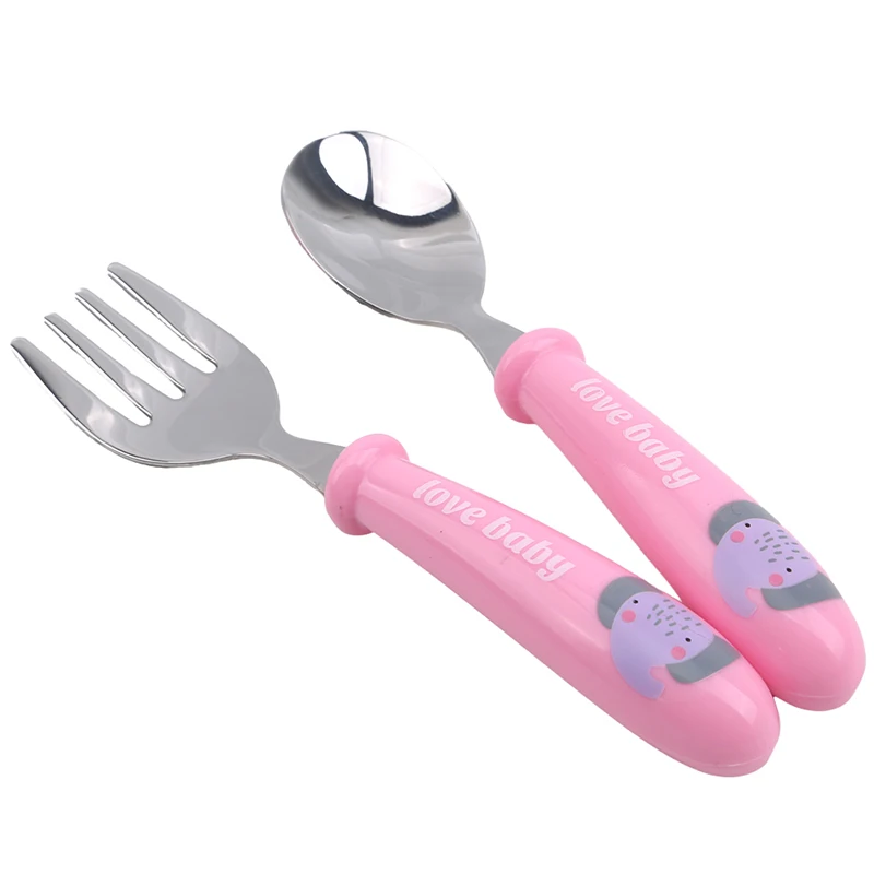 

Baby Gadget Tableware Sets Children Utensil Stainless Steel Toddler Dinnerware Cutlery Cartoon Infant Food Feeding Spoon Forks