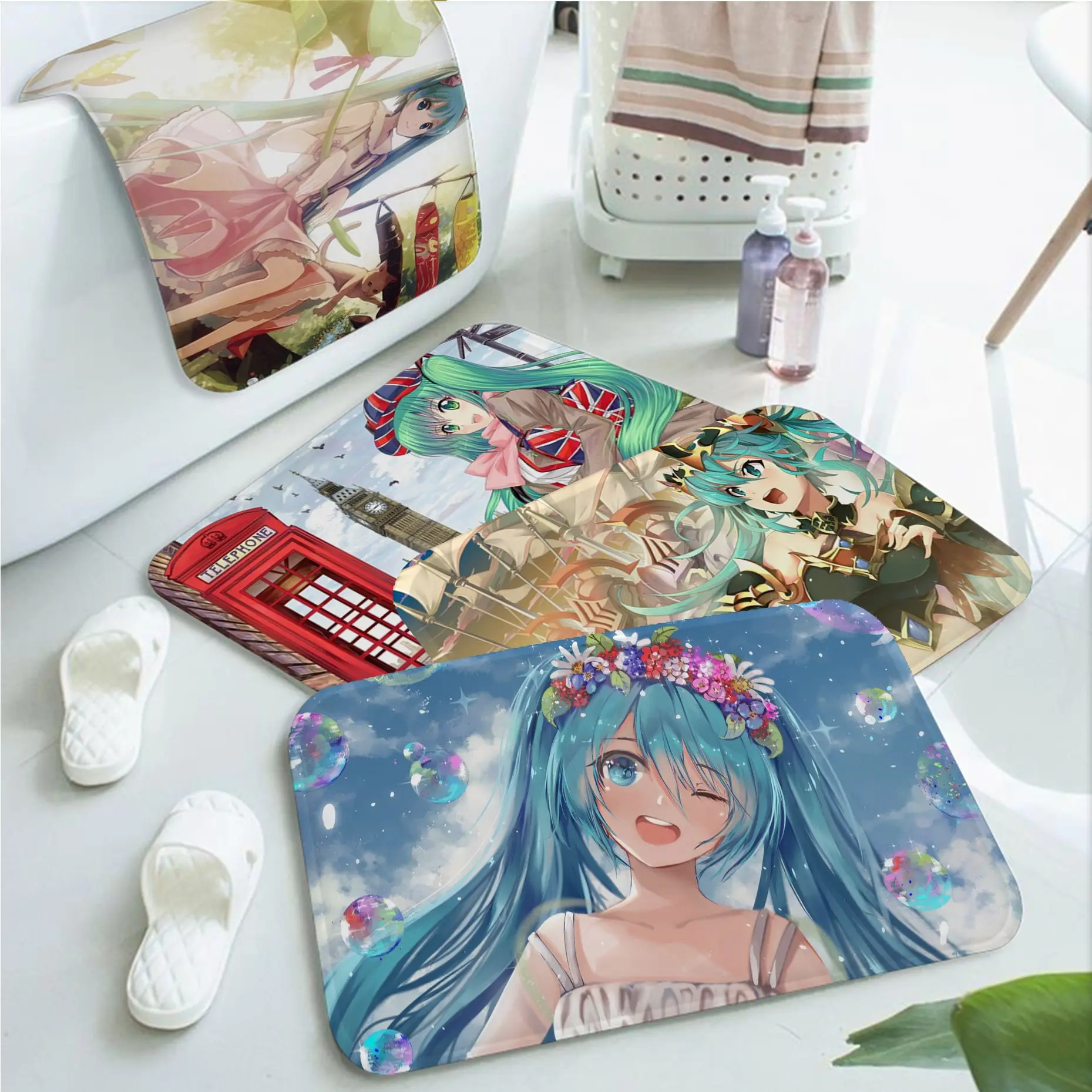 

BANDAI Hatsune Miku Long Rugs Washable Non-Slip Living Room Sofa Chairs Area Mat Kitchen Bedside Mats