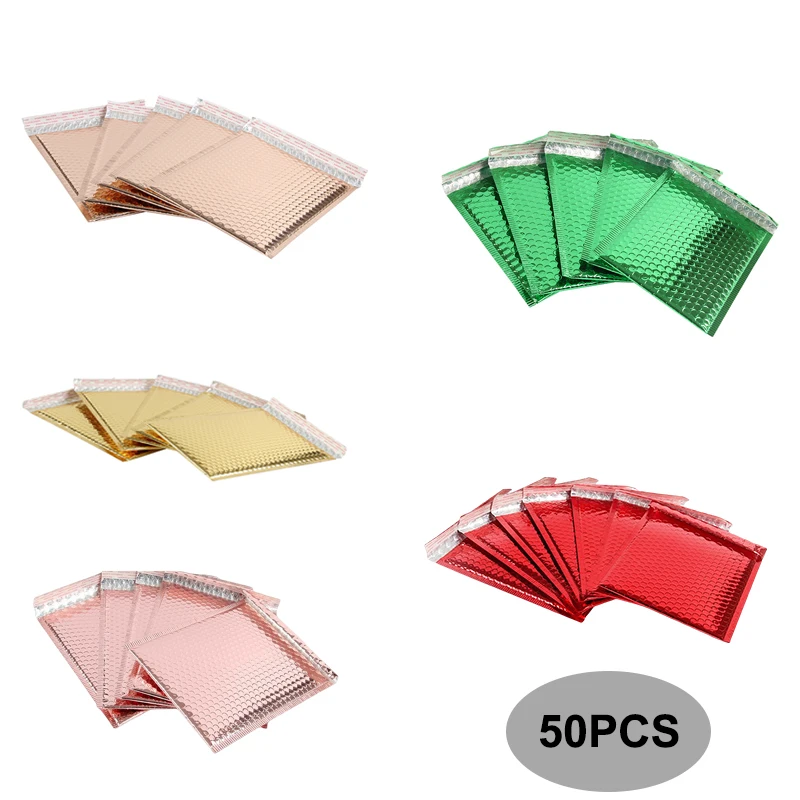 50Pcs Poly Bubble Mailers Padded Mailers Bubble Poly Mailers Shipping Bags with Waterproof and Self Seal Strip Padded Envelopes