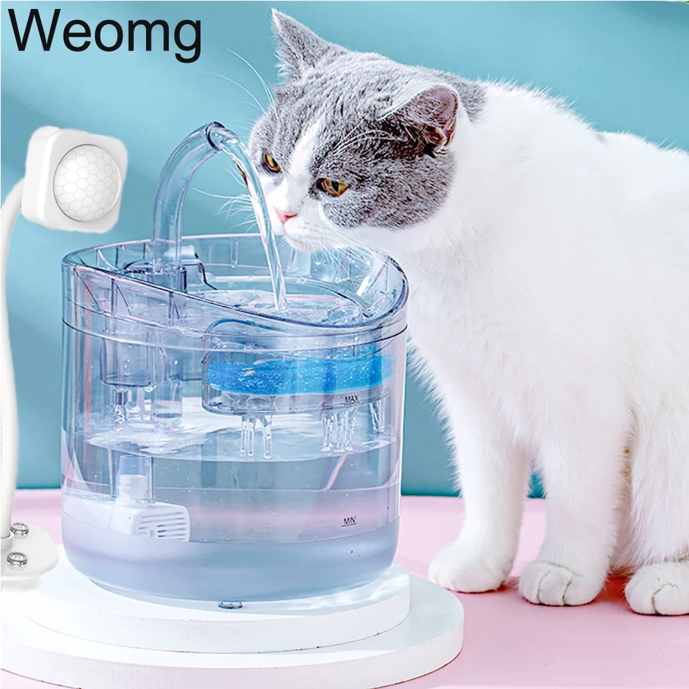 

2L Automatic Cat Dog Water Fountain With Faucet Dog Water Dispenser Transparent Filter Drinker Pet Sensor Drinking Feeder
