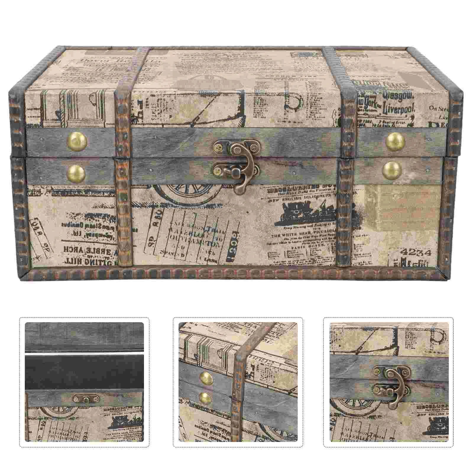 

Box Jewelry Woodentrinket Wood Storage Treasure Case Keepsakevintage Organizer Vanityretro Decorative Display Bank Money Desktop