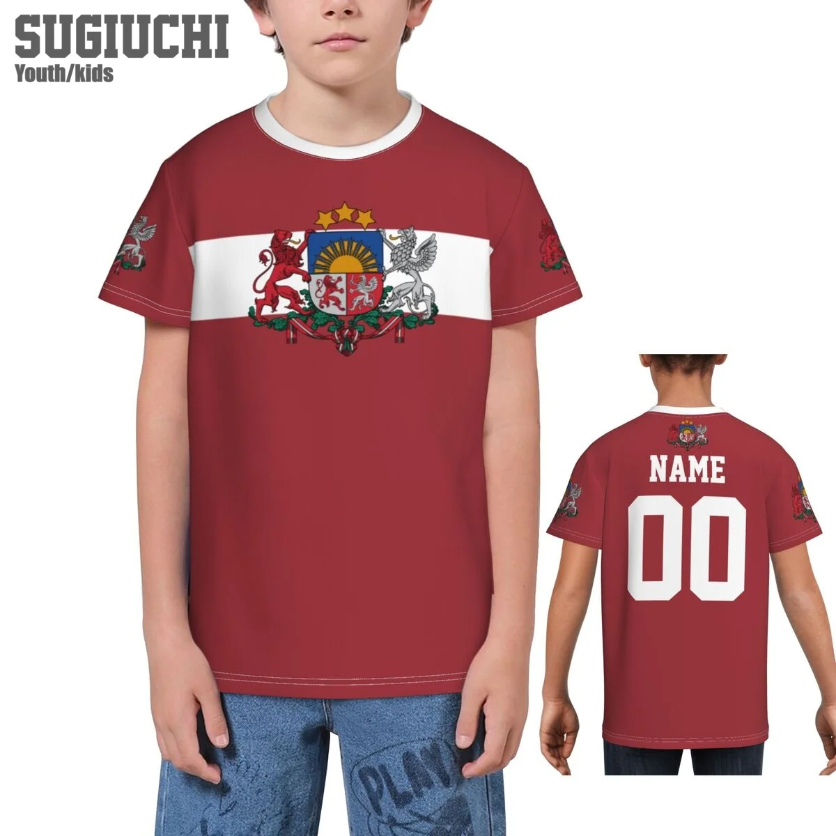 Пользовательское имя номер флаг Латвии эмблема 3D футболки для детей молодежные