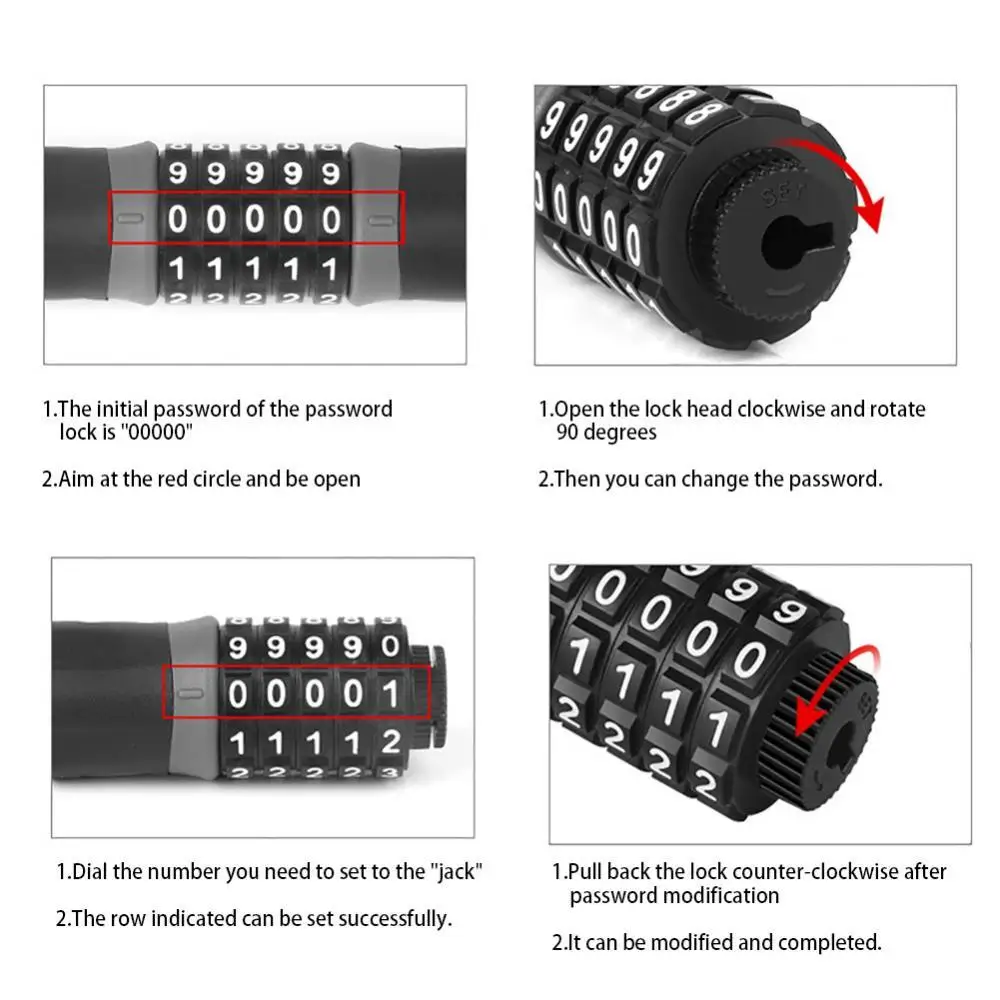 

Bicycle Lock Anti Theft Security Keyless 5 Digit Code Password Chain Lock for Bike Bicycle Bicycle Accessories