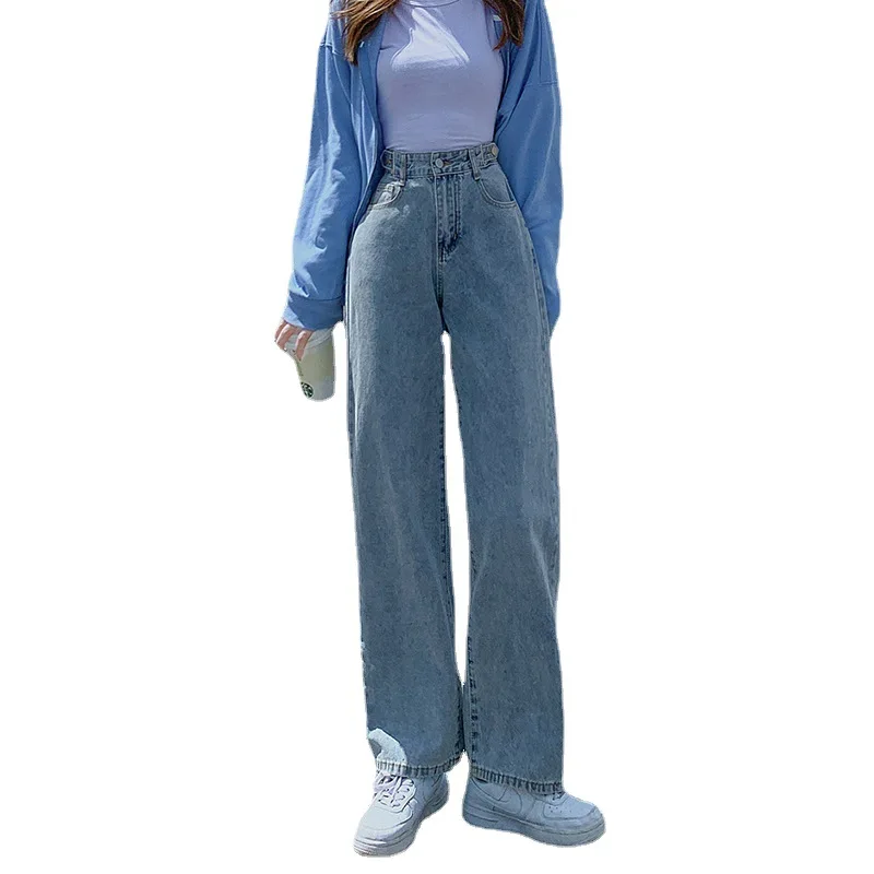 

Woman Jeans 2022 New High-waist Design Wide-leg Trousers Denim Clothing Blue Streetwear Vintage Fashion Harajuku Pants