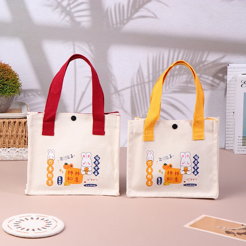 Холщовая женская сумка-тоут портативная вместительная сумка для обеда с милым