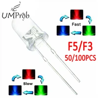 50100pcslot f5 5mm f3 3mm fastslow rgb flash red green blue rainbow multi color light emitting diode round led full color