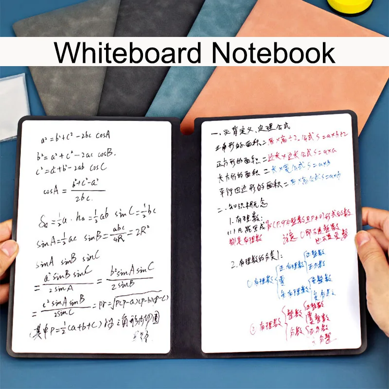 

A5 Reusable Whiteboard Notebook Leather Memo Free Whiteboard Pen Erasing Cloth Weekly Planner Portable Stylish Office Notebooks