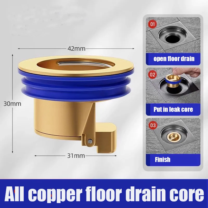 

Слив для пола для кухни, ванной комнаты, цельномедная пробка для слива пола для душа, противонепроницаемый дезодорирующий фильтр для слива воды