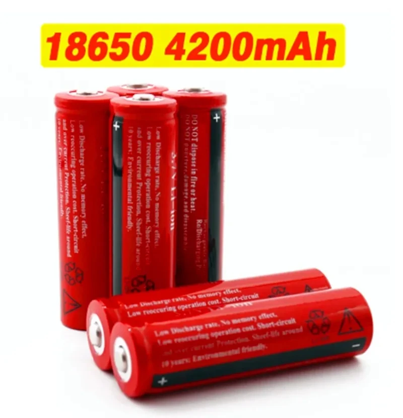 

Batería recargable de iones de litio para linterna LED, 18650 V, 3,7 mAh, acelerador, envío gratis, 4200