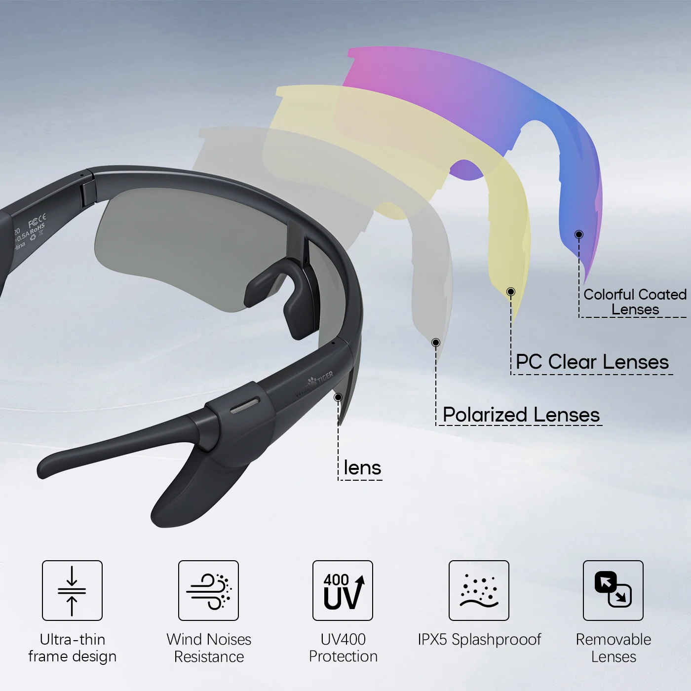 Поляризованные солнцезащитные очки WISETIGER Интеллектуальные со встроенным