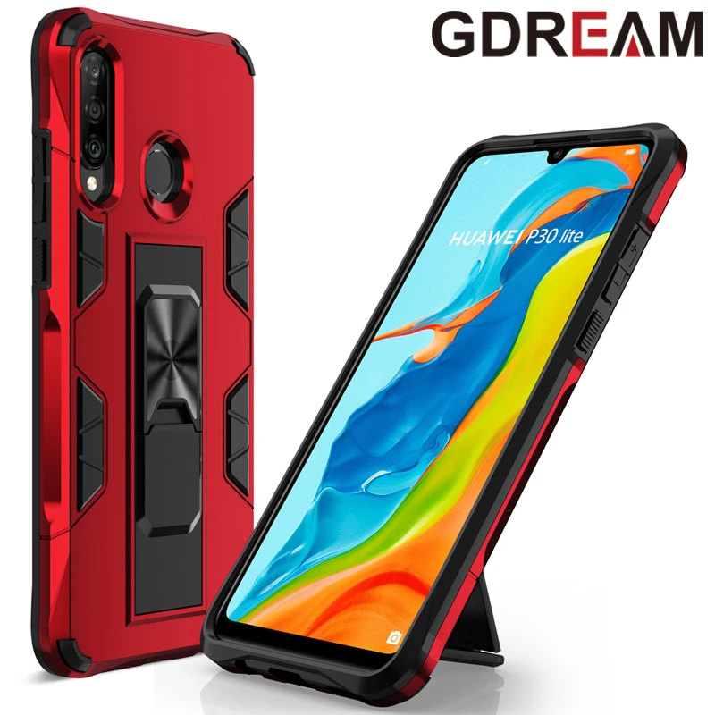 

Shockproof Phone Case For Huawei P20 P30Lite P40Pro Lite E Magnetic Kickstand Protective Cover For Huawei Nova 3e 4e P Smart Z
