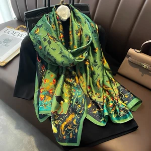 2022 New Silk Shawls Women Luxury Brand Design Foulard Female Scarf Stoles Hijab Women's Headscarf B