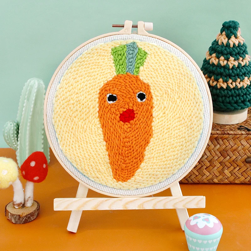 

CHENISTORY DIY Embroidery Kit Punch Needle Craft Pattern Carrot Needlework Cross Stitch Sewing Painting For Home Decor Gift