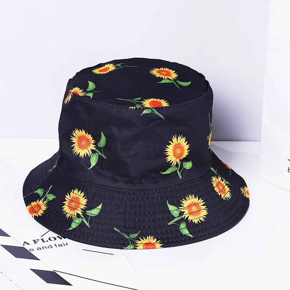 Summer Cotton sunflower Bucket Hat Harajuku Outdoor Fishing Cap Hip Hop Casual Travel Gorros Panama Gifts