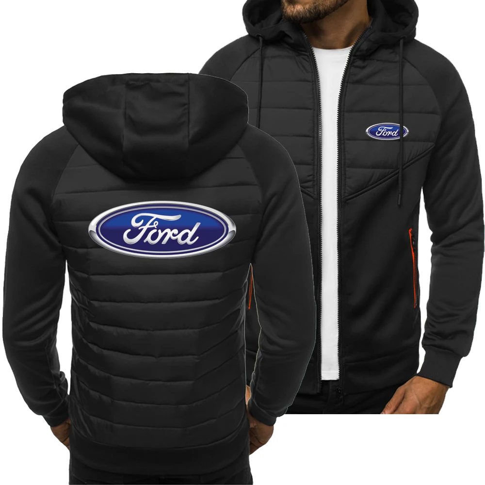 2023New Spring Autumn Ford Hoodie Men's Fashion Sport Casual Sweatshirts Cardigan Zipper Long Sleeve Jacket