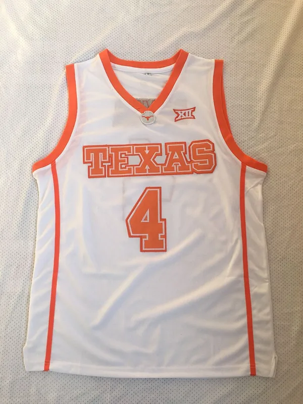 

4 Mohamed Bamba Texas white orange Embroidery Stitched basketball Jersey