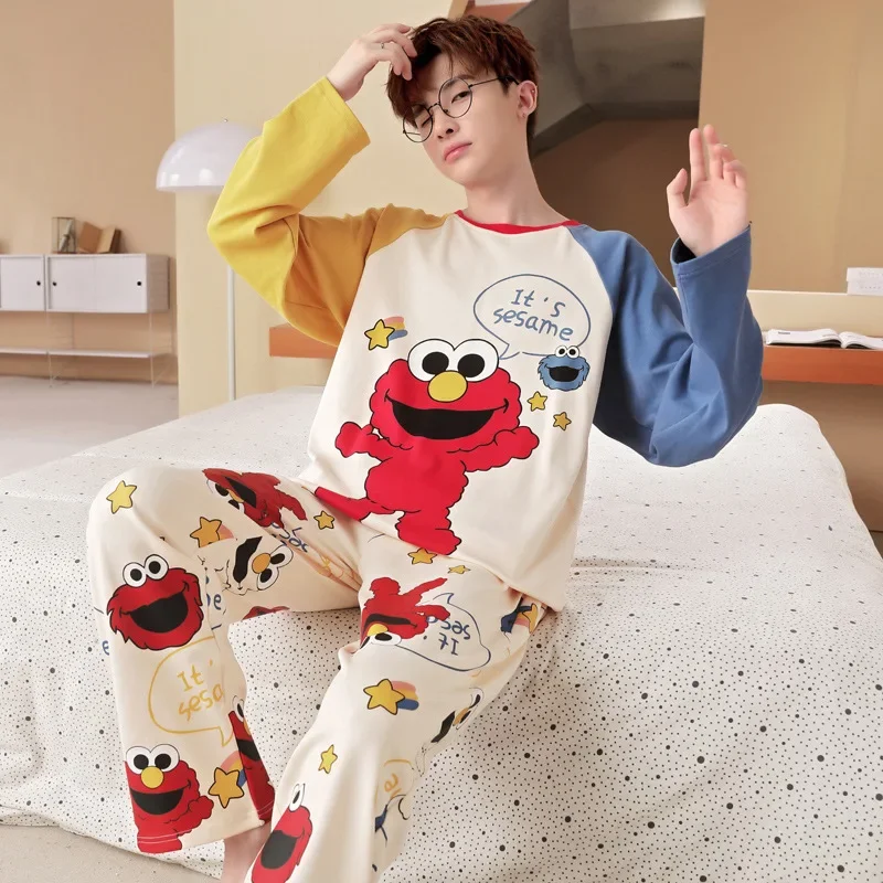 Men's Pajama Set Spring Autumn Long Sleeve Pure Cotton Thin Style Youth 2024 New Arrival Large Children's Homewear Suit