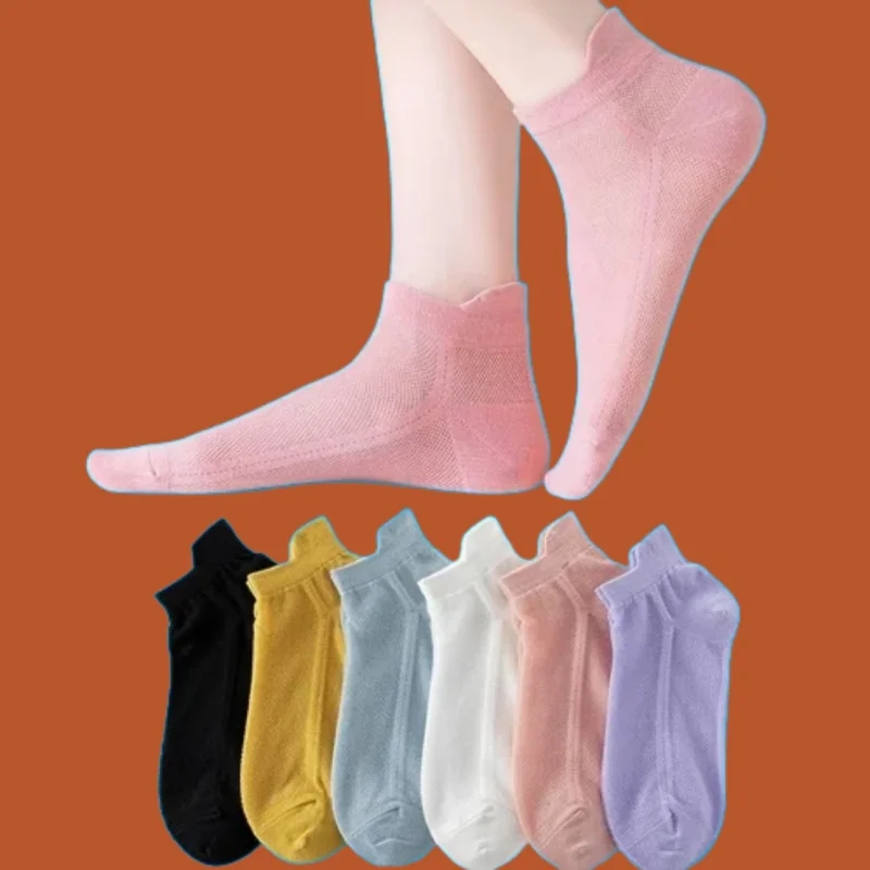 6/12 пар 2024 тонкие хлопковые воздухопроницаемые белые черные летние сетчатые