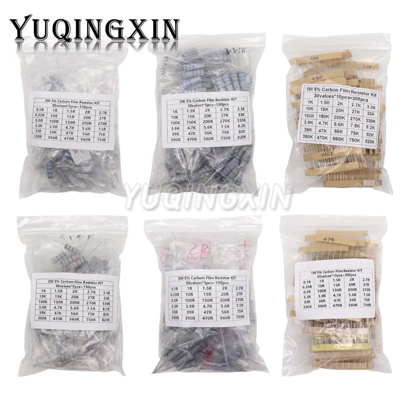 Набор резисторов YUQINGXIN углеродных 30 видов 0.1-750 Ом 1К-820К 5%