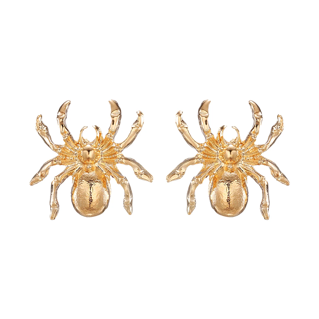 

Металлические золотые серьги-гвоздики в виде паука, модные простые украшения для женщин и девушек, серьги на Хэллоуин вечерние, в стиле панк