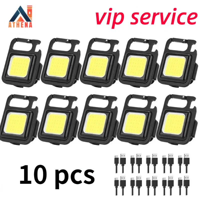 

ATHENA 10pcs Flash Light Usb Rechargeable Pocket Clip Mutifuction Portable Flashlight Pocket Work Lights Outdoor Camping LED