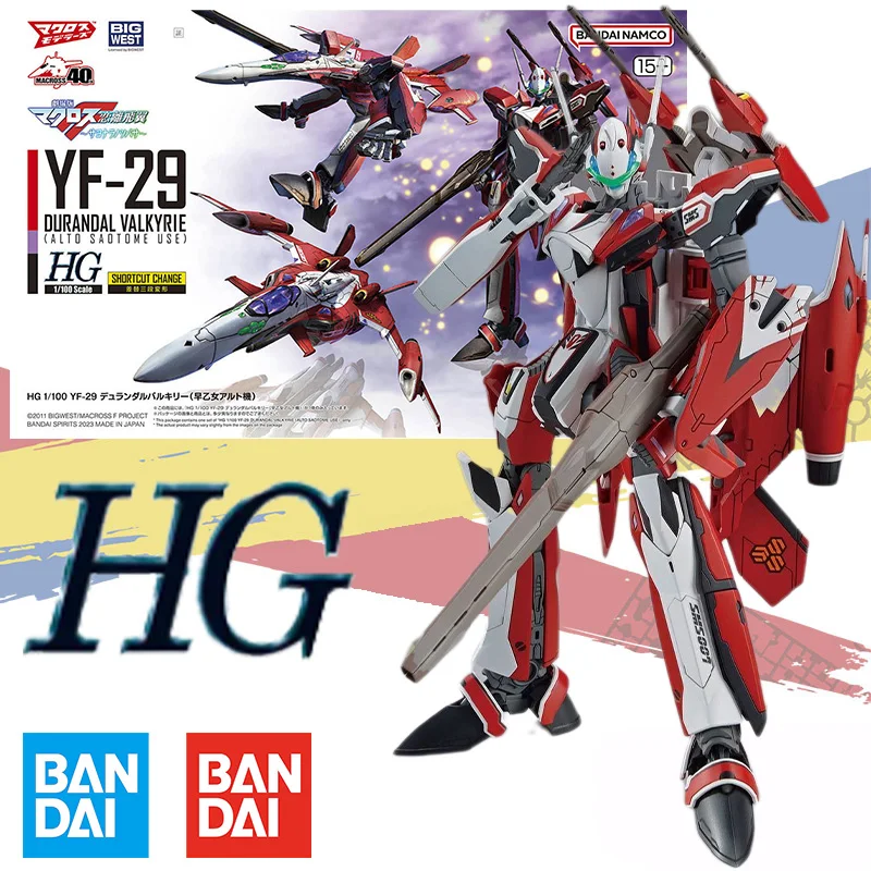 

Bandai Original HG 1/100 The Super Dimension Fortress MacrossF YF-29 YF-19 Anime Action Figure Assembly Model Kit Robot Toy Gift